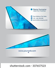 Vector triangle business card set for your design, abstract Illustration.