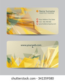 Vector triangle business card set for your design, abstract Illustration.