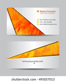 Vector triangle business card set for your design, abstract Illustration.