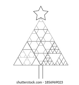 Vector  Triangle Christmas tree . poster with different elements. Abstract Geometrical Poster. Modern Design Template with geometric shapes in various forms.illustration.