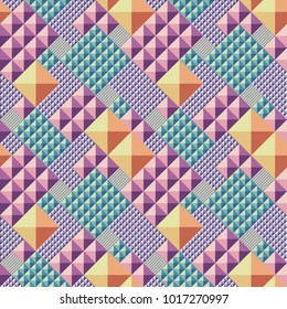 Vector triangle convex abstract background. Seamless pattern