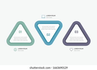 Vector triangle element infographic. Business concept with 3 options, parts, steps or processes.