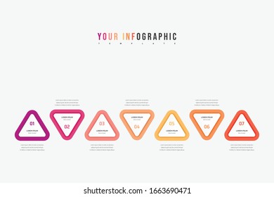 Vector triangle element infographic. Business concept with 7 options, parts, steps or processes.