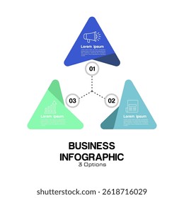 Vector triangle element for infographic. Template for cycling diagram, graph, presentation. Business concept with 3 options, parts, steps or processes.