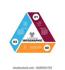 Vector triangle element for infographic. Template for cycling diagram, graph, presentation. Business concept with 3 options, parts, steps or processes.