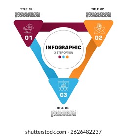 Vector triangle element for infographic. Template for cycling diagram, graph, presentation. Business concept with 3 options, parts, steps or processes.
