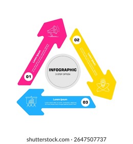 Vector triangle element for infographic. Template for cycling diagram, graph, presentation. Business concept with 3 options, parts, steps or processes.	