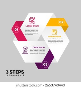 Vector triangle element for infographic. Template for cycling diagram, graph, presentation. Business concept with 3 options, parts, steps or processes.