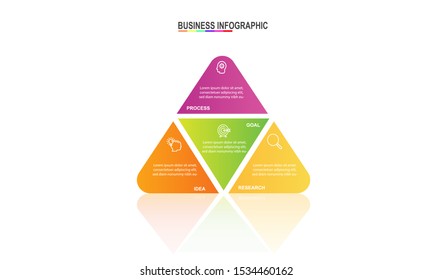 Vector triangle element infographic. for workflow layout, diagram, annual report, web design, Creative banner, label vector. Business concept with 4 options, parts, steps or processes