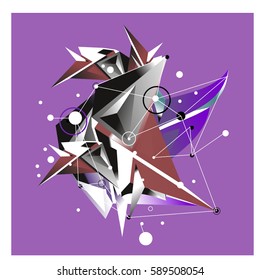 Vector of triangle fractal geometric 3d forms. Modern info banner abstract backgrounds for poster, message presentations or identity layouts. Graphic template and ideas.