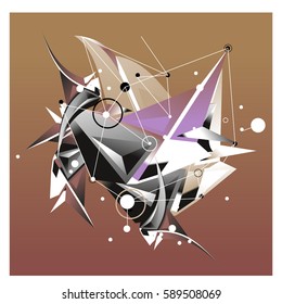 Vector of triangle fractal geometric 3d forms. Modern info banner abstract backgrounds for poster, message presentations or identity layouts. Graphic template and ideas.