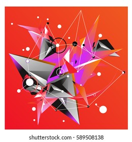 Vector of triangle fractal geometric 3d forms. Modern info banner abstract backgrounds for poster, message presentations or identity layouts. Graphic template and ideas.
