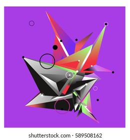 Vector of triangle fractal geometric 3d forms. Modern info banner abstract backgrounds for poster, message presentations or identity layouts. Graphic template and ideas.