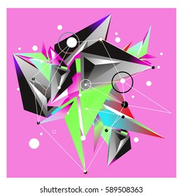 Vector of triangle fractal geometric 3d forms. Modern info banner abstract backgrounds for poster, message presentations or identity layouts. Graphic template and ideas.