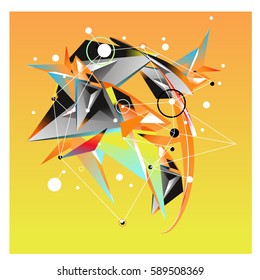 Vector of triangle fractal geometric 3d forms. Modern info banner abstract backgrounds for poster, message presentations or identity layouts. Graphic template and ideas.