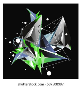 Vector of triangle fractal geometric 3d forms. Modern info banner abstract backgrounds for poster, message presentations or identity layouts. Graphic template and ideas.