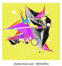 Vector of triangle fractal geometric 3d forms. Modern info banner abstract backgrounds for poster, message presentations or identity layouts. Graphic template and ideas.