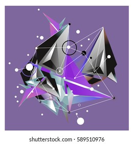 Vector of triangle fractal geometric 3d forms. Modern info banner abstract backgrounds for poster, message presentations or identity layouts. Graphic template and ideas.