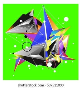 Vector of triangle fractal geometric 3d forms. Modern info banner abstract backgrounds for poster, message presentations or identity layouts. Graphic template and ideas.