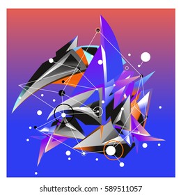 Vector of triangle fractal geometric 3d forms. Modern info banner abstract backgrounds for poster, message presentations or identity layouts. Graphic template and ideas.