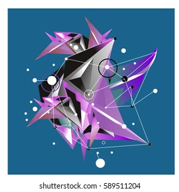 Vector of triangle fractal geometric 3d forms. Modern info banner abstract backgrounds for poster, message presentations or identity layouts. Graphic template and ideas.
