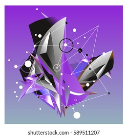 Vector of triangle fractal geometric 3d forms. Modern info banner abstract backgrounds for poster, message presentations or identity layouts. Graphic template and ideas.