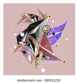 Vector of triangle fractal geometric 3d forms. Modern info banner abstract backgrounds for poster, message presentations or identity layouts. Graphic template and ideas.