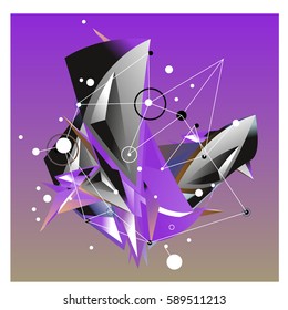 Vector of triangle fractal geometric 3d forms. Modern info banner abstract backgrounds for poster, message presentations or identity layouts. Graphic template and ideas.
