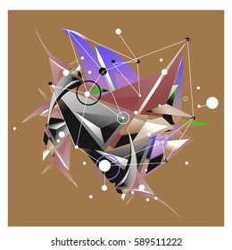 Vector of triangle fractal geometric 3d forms. Modern info banner abstract backgrounds for poster, message presentations or identity layouts. Graphic template and ideas.