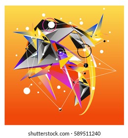 Vector of triangle fractal geometric 3d forms. Modern info banner abstract backgrounds for poster, message presentations or identity layouts. Graphic template and ideas.