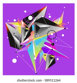 Vector of triangle fractal geometric 3d forms. Modern info banner abstract backgrounds for poster, message presentations or identity layouts. Graphic template and ideas.