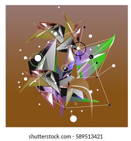 Vector of triangle fractal geometric 3d forms. Modern info banner abstract backgrounds for poster, message presentations or identity layouts. Graphic template and ideas.