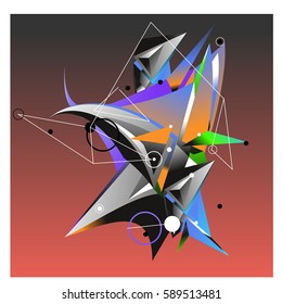 Vector of triangle fractal geometric 3d forms. Modern info banner abstract backgrounds for poster, message presentations or identity layouts. Graphic template and ideas.