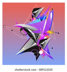 Vector of triangle fractal geometric 3d forms. Modern info banner abstract backgrounds for poster, message presentations or identity layouts. Graphic template and ideas.