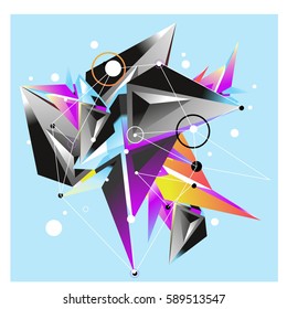 Vector of triangle fractal geometric 3d forms. Modern info banner abstract backgrounds for poster, message presentations or identity layouts. Graphic template and ideas.