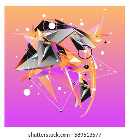 Vector of triangle fractal geometric 3d forms. Modern info banner abstract backgrounds for poster, message presentations or identity layouts. Graphic template and ideas.