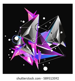 Vector of triangle fractal geometric 3d forms. Modern info banner abstract backgrounds for poster, message presentations or identity layouts. Graphic template and ideas.