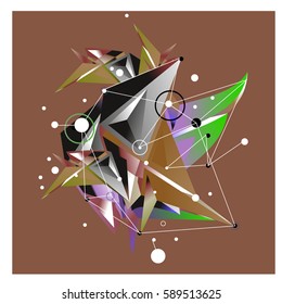 Vector of triangle fractal geometric 3d forms. Modern info banner abstract backgrounds for poster, message presentations or identity layouts. Graphic template and ideas.