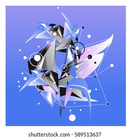 Vector of triangle fractal geometric 3d forms. Modern info banner abstract backgrounds for poster, message presentations or identity layouts. Graphic template and ideas.