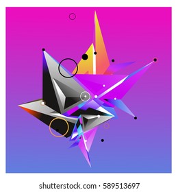 Vector of triangle fractal geometric 3d forms. Modern info banner abstract backgrounds for poster, message presentations or identity layouts. Graphic template and ideas.