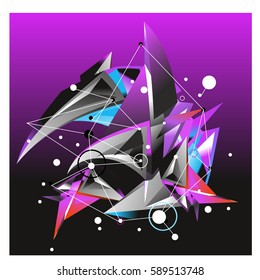 Vector of triangle fractal geometric 3d forms. Modern info banner abstract backgrounds for poster, message presentations or identity layouts. Graphic template and ideas.