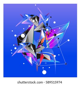 Vector of triangle fractal geometric 3d forms. Modern info banner abstract backgrounds for poster, message presentations or identity layouts. Graphic template and ideas.