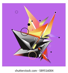Vector of triangle fractal geometric 3d forms. Modern info banner abstract backgrounds for poster, message presentations or identity layouts. Graphic template and ideas.