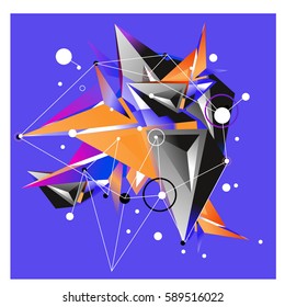 Vector of triangle fractal geometric 3d forms. Modern info banner abstract backgrounds for poster, message presentations or identity layouts. Graphic template and ideas.