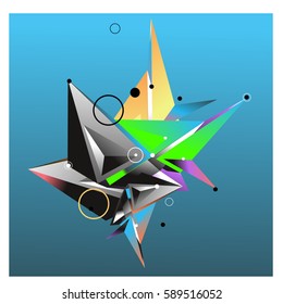 Vector of triangle fractal geometric 3d forms. Modern info banner abstract backgrounds for poster, message presentations or identity layouts. Graphic template and ideas.