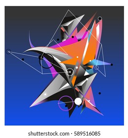 Vector of triangle fractal geometric 3d forms. Modern info banner abstract backgrounds for poster, message presentations or identity layouts. Graphic template and ideas.