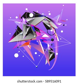Vector of triangle fractal geometric 3d forms. Modern info banner abstract backgrounds for poster, message presentations or identity layouts. Graphic template and ideas.