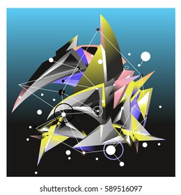Vector of triangle fractal geometric 3d forms. Modern info banner abstract backgrounds for poster, message presentations or identity layouts. Graphic template and ideas.
