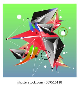 Vector of triangle fractal geometric 3d forms. Modern info banner abstract backgrounds for poster, message presentations or identity layouts. Graphic template and ideas.