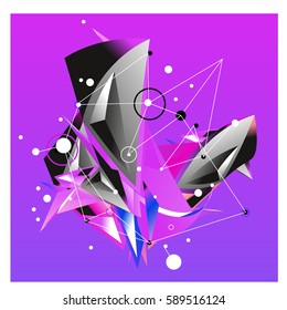 Vector of triangle fractal geometric 3d forms. Modern info banner abstract backgrounds for poster, message presentations or identity layouts. Graphic template and ideas.